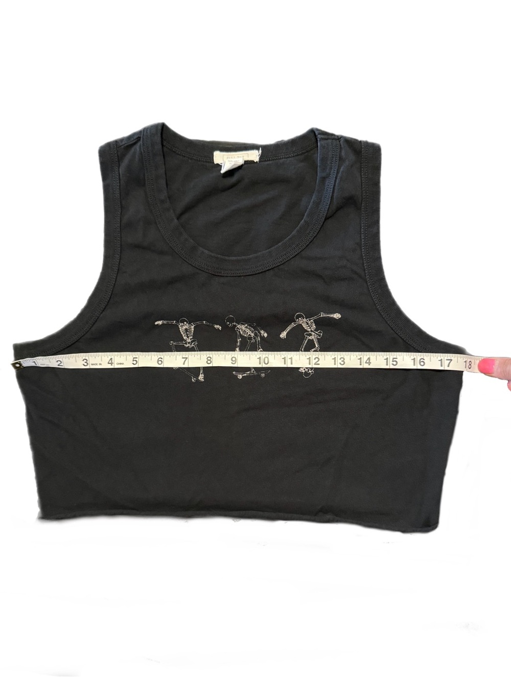 Full Tilt Black Crop Tank with White Skate Skeleton Graphic Size XL - Picture 6 of 9